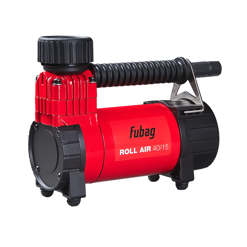 

Компрессор автомобильный FUBAG Roll Air 40/15, поршневой, 40л/мин, 10 атм, в гнездо прикуривателя, красный/черный (68641226), 40/15