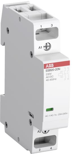 

Контактор модульный двухполюсный (2P) 20A 230В/230В, AC, 1НО + 1НЗ, IP20, ABB ESB20-11N-06 ( 1SBE121111R0611), ESB20-11N-06