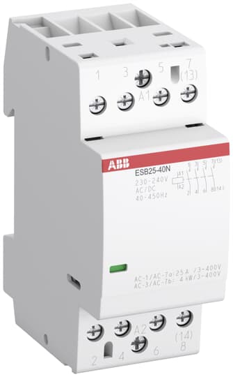 

Контактор модульный четырехполюсный (4P) 25A 230В/230В, AC, 2НО + 2НЗ, IP20, ABB ESB25-22N-06 (1SAE231111R0622), ESB25-22N-06