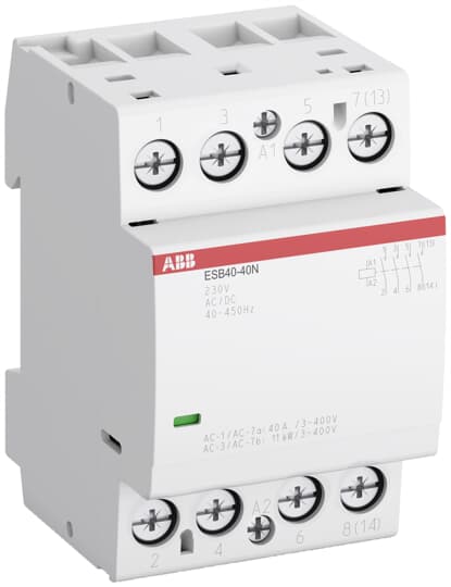 Контактор модульный четырехполюсный (4P) 40A 230В/400В, AC, 4НО, IP20, ABB ESB40-40N-06 (1SAE341111R0640)