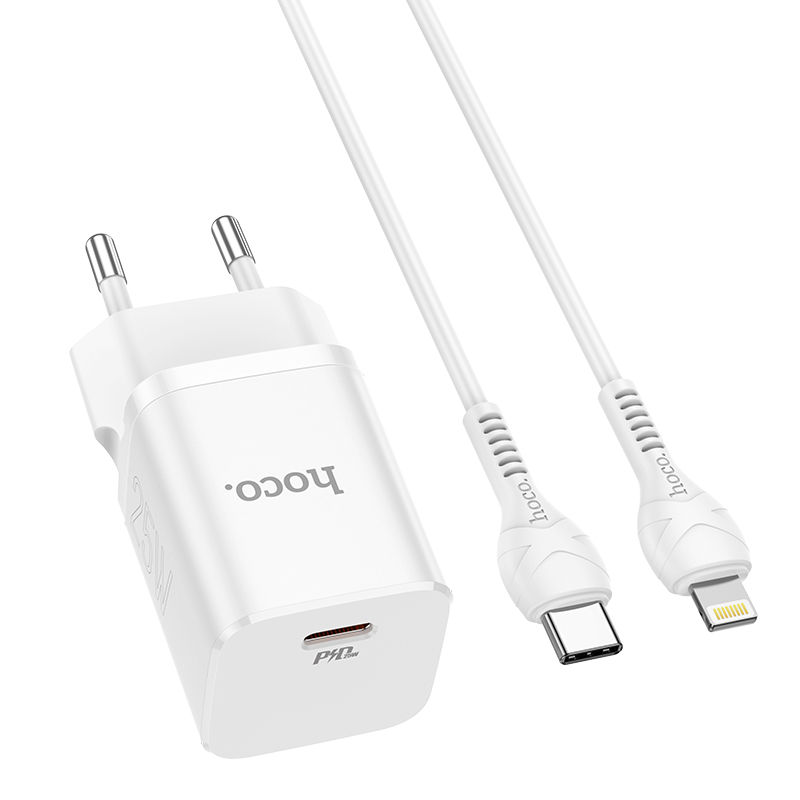 

Сетевое зарядное устройство Hoco N19 Rigorous 25W, 1, Quick Charge, PD, 3A, белый (6931474751997), USB Type-C - Lighting 8-pin, N19 Rigorous