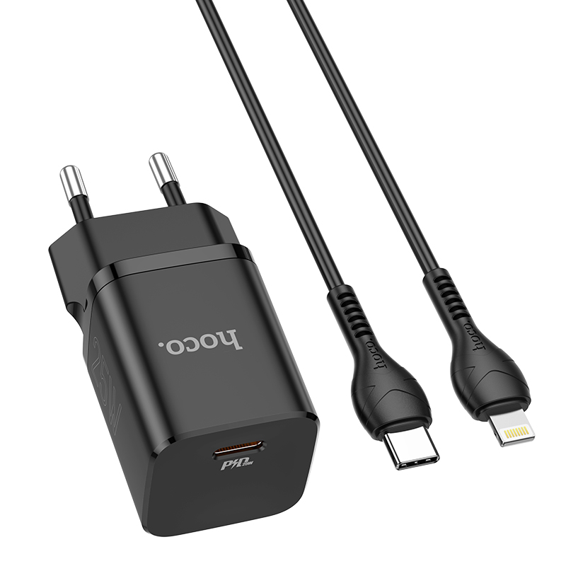 

Сетевое зарядное устройство Hoco N19 Rigorous 25W, 1, Quick Charge, PD, 3A, черный (6931474751980), USB Type-C - Lighting 8-pin, N19 Rigorous