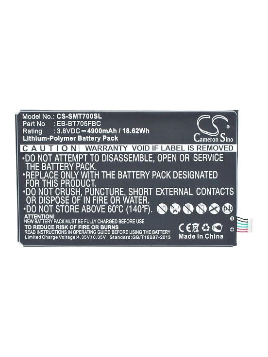 

Аккумулятор CameronSino CS-SMT700SL, 3.8V, 4900mAh, Li-pol для Samsung Galaxy Tab S 8.4 SM-T705, CS-SMT700SL