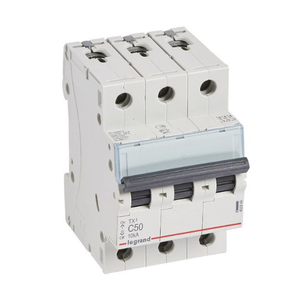 

Выключатель автоматический Legrand TX3 трехполюсный (3P/3П) 50А C 6kA/10kA (403949)