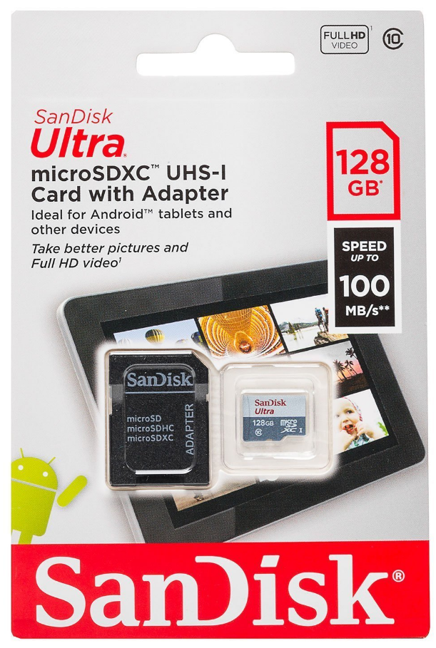 Карта памяти micro sdxc 128gb sandisk ultra class 10 uhs i 100 10 mb s