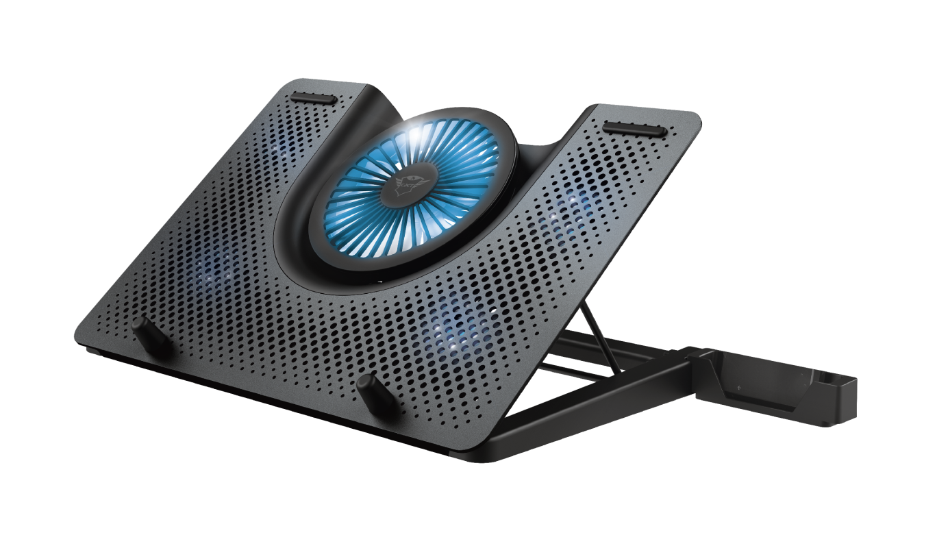 

Охлаждающая подставка для ноутбука 17.3" Trust GXT 1125 Quno, вентилятор: 1x 130мм 4x50мм, синяя подсветка, алюминий, пластик, черный ( 23581), GXT 1125 Quno