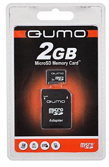 Карта памяти 2Gb microSD Qumo Class 2 адаптер - 275₽