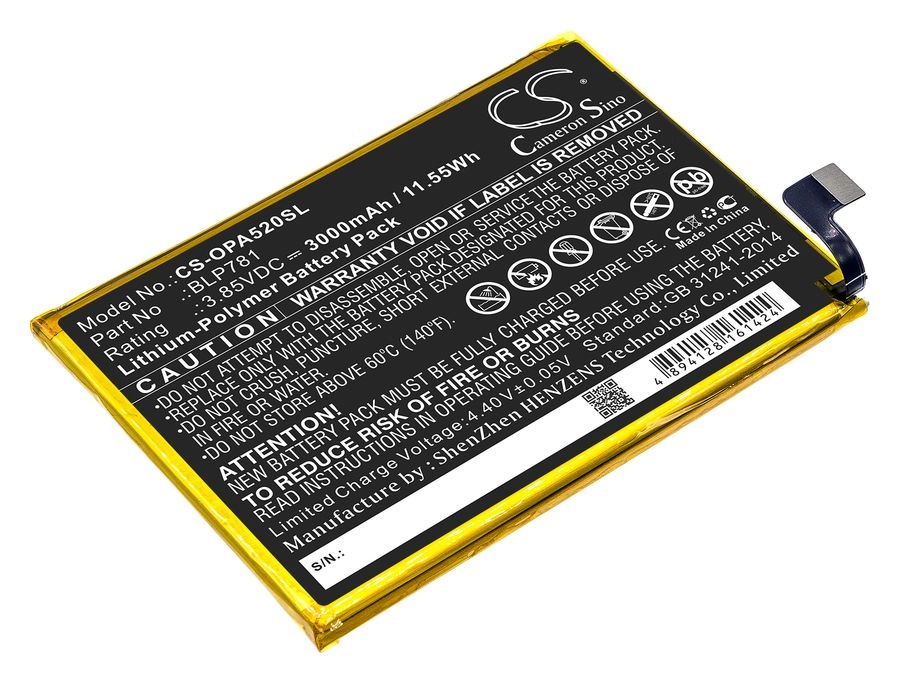 

Аккумулятор CameronSino CS-OPA520SL/BLP781 для OPPO A52, CPH2061, Li-Pol, 3000mAh, 3,85V, CS-OPA520SL