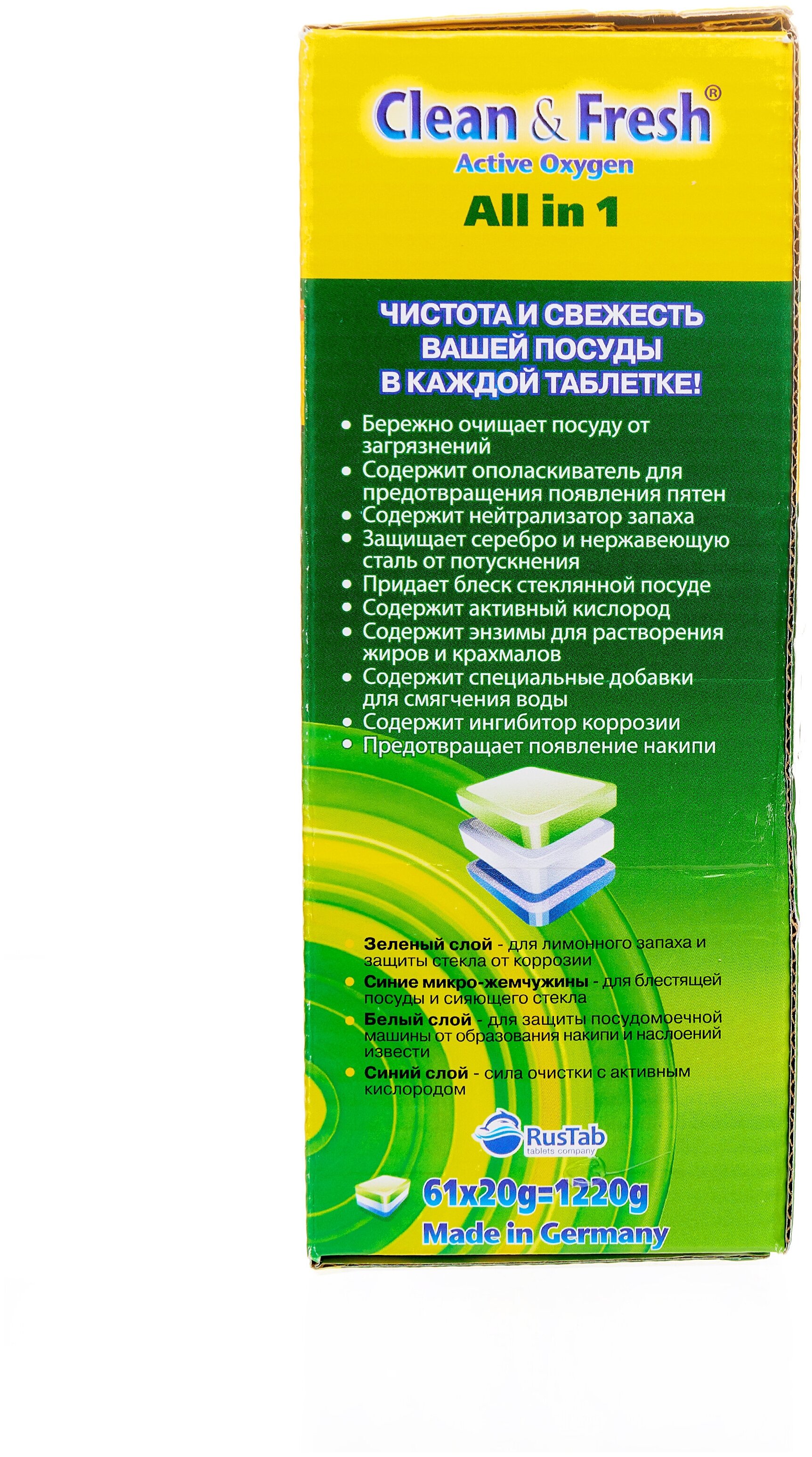 Таблетки для посудомоечной машины Clean & Fresh All in 1, 60 шт, 1049148  купить по цене 680 руб в Новосибирске в интернет-магазине e2e4