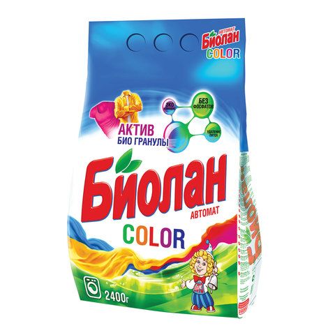 

Стиральный порошок БИОЛАН Color , для цветного белья, 2.4кг, автомат (103-4 ), Color
