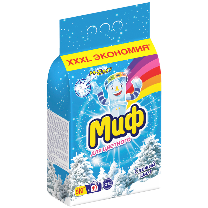 

Стиральный порошок МИФ 3 в 1, для цветного белья, 6кг, автомат, 3 в 1