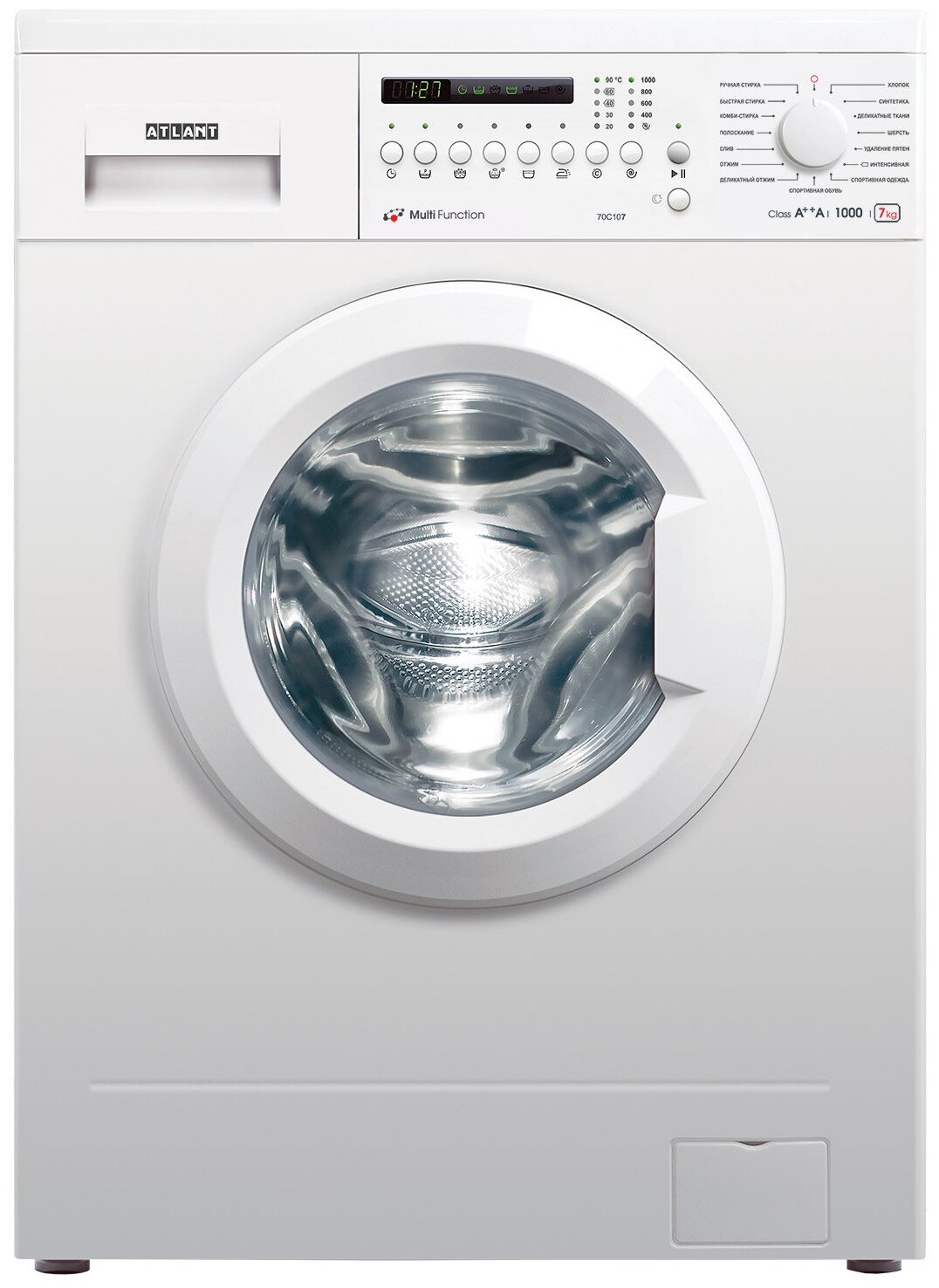 

Стиральная машина ATLANT MULTI FUNCTION 70C107, 7кг, 1000 об/мин, белый (138585), 70C107