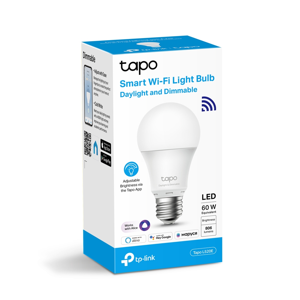 Умная лампа TP-Link Tapo L520E, 8 Вт, 4000К, E27