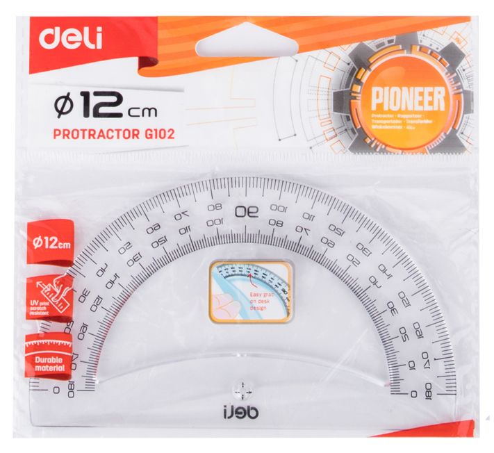 

Линейка транспортир Deli 12 см, пластик, ассорти (EG10212)