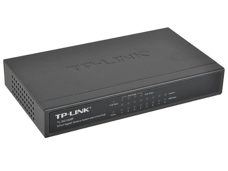 Коммутатор TP-LINK TL-SG1008P, кол-во портов: 8x1 Гбит/с, PoE: 4x30Вт (макс. 64Вт) (TL-SG1008P) - фото 1