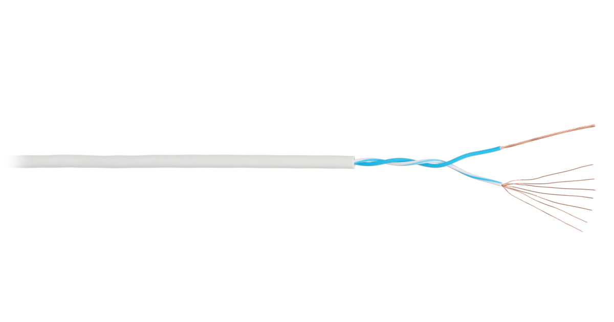 Витая пара UTP кат.3, 1 пара, CU, 0.5 мм, 305м., внутренний, многожильный, LSZH, светло-серый, NIKOLAN (NKL 1010C-GY)