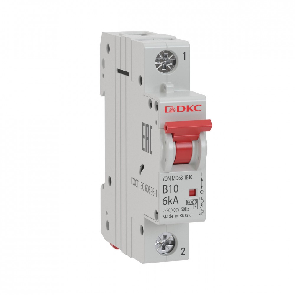 

Выключатель автоматический DKC YON MD63-1C10-6 однополюсный (1P/1П) 10А C 6кА (MD63-1C10-6), YON MD63-1C10-6