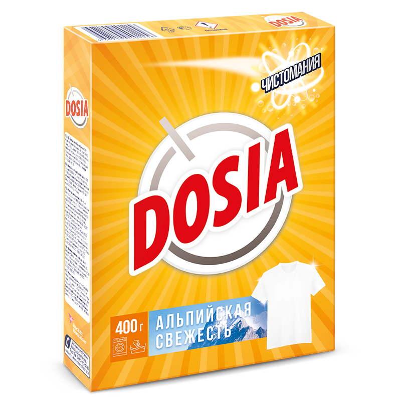 

Стиральный порошок Dosia Альпийская Свежесть , для белого белья, 400г, автомат (280454), Альпийская Свежесть