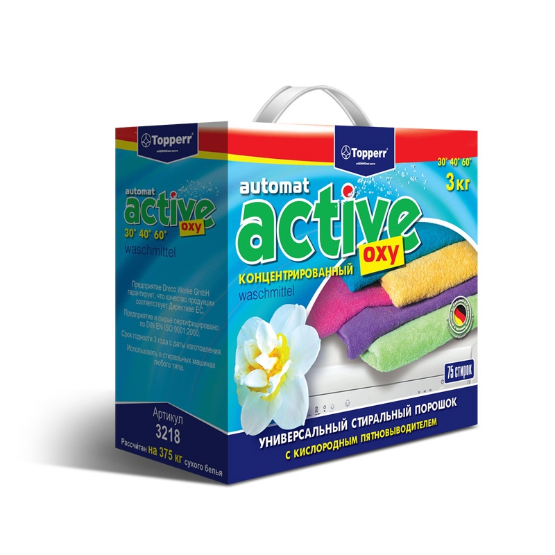 

Стиральный порошок TOPPERR Active , для всех типов белья, 3кг, автомат (3218), Active