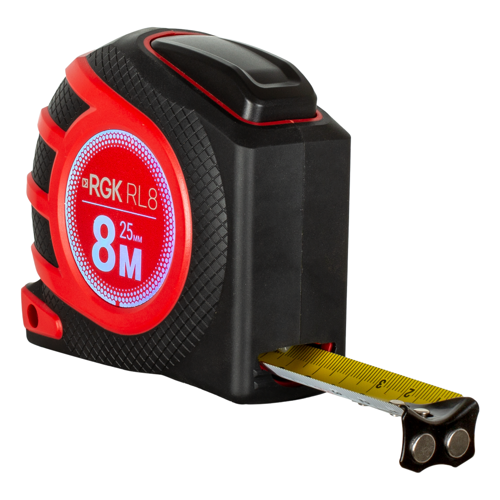

Рулетка 8 м x 2.5 см, прорезиненный корпус, магнитная, RGK RL8, RL8