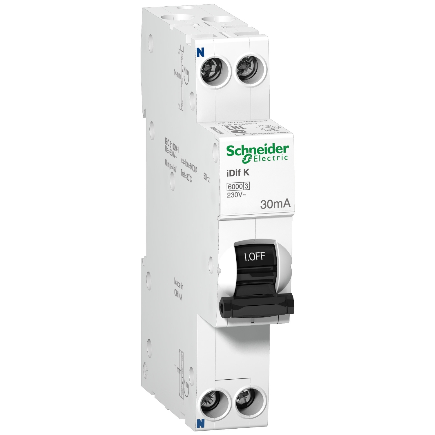 

Выключатель автоматический дифференциального тока Schneider Electric Acti 9 IDif K, 1P+N, C, 16A, AC/30мА, электронный (A9D63616), IDif K