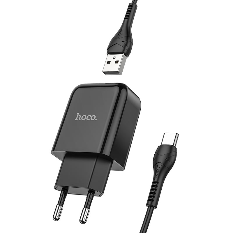 

Сетевое зарядное устройство Hoco N2 Vigour, 1USB, 2A, черный (6931474728869), кабель USB Type C, N2 Vigour