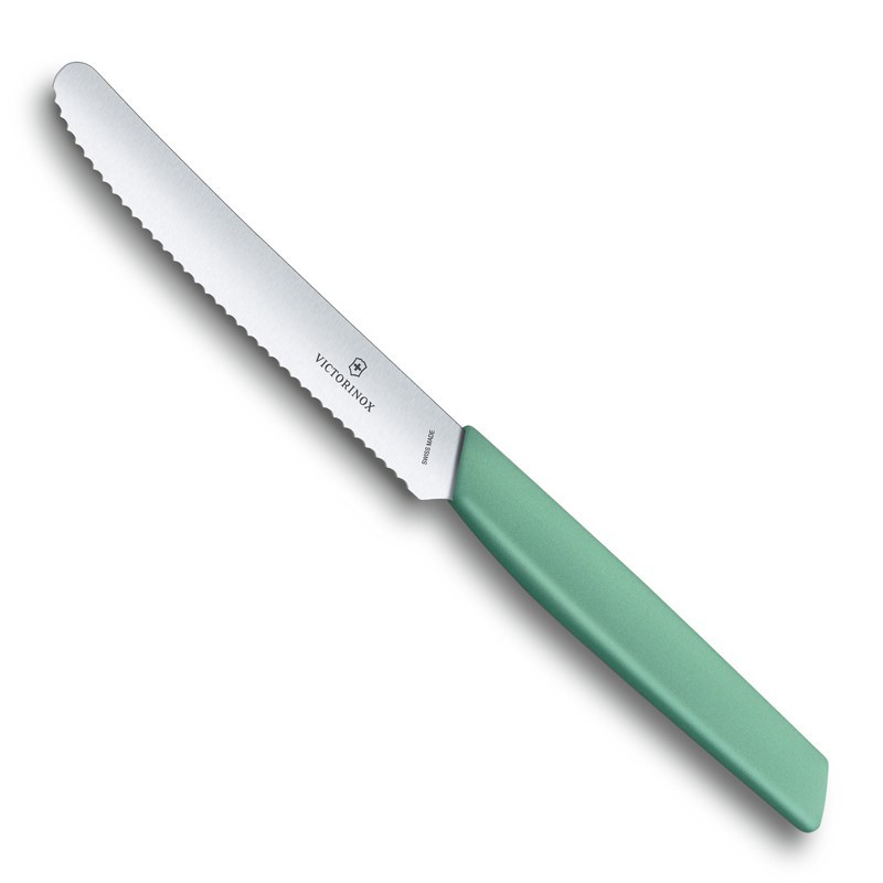 

Нож кухонный для томатов Victorinox Swiss Modern, лезвие 11см (6.9006.11W41), Мятный