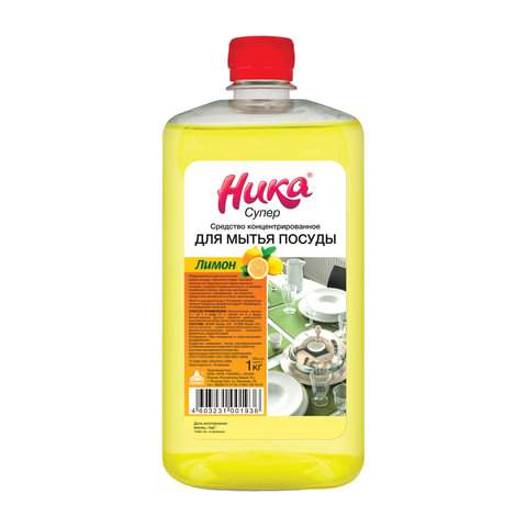Средство для мытья посуды НИКА Супер, 1л, жидкость, Лимон (604468)