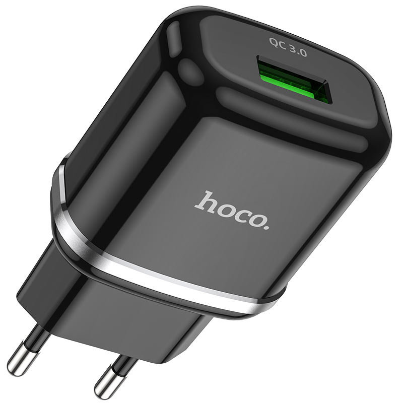 

Сетевое зарядное устройство Hoco N3 18W, 1USB, Quick Charge, 3A, черный (6931474729347), N3