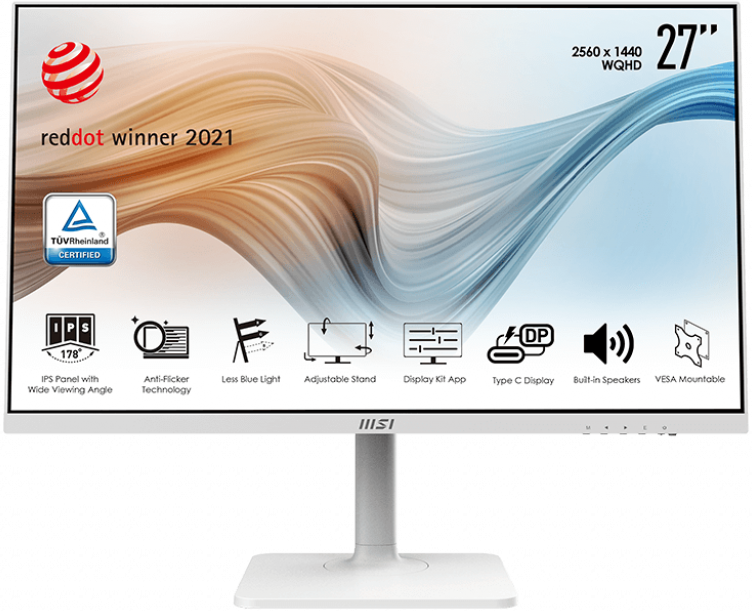 

Монитор 27" MSI Modern MD271QPW VA, 2560x1440 (16:9), 250кд/м2, 5мс, 178°/178°, FreeSync, HDMI, USB Type-C, белый (9S6-3PA4FH-040), MD271QPW