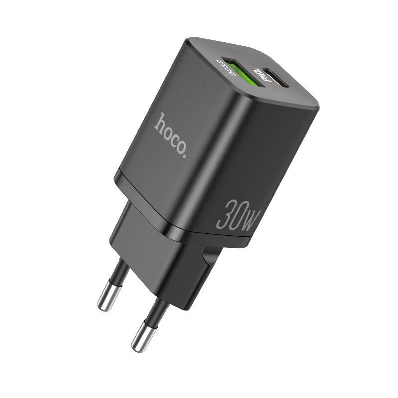 

Сетевое зарядное устройство Hoco N13 Bright 30W, 1USB, USB/USB type-C, Quick Charge, PD, 2.4A, черный (6931474747396), N13 Bright