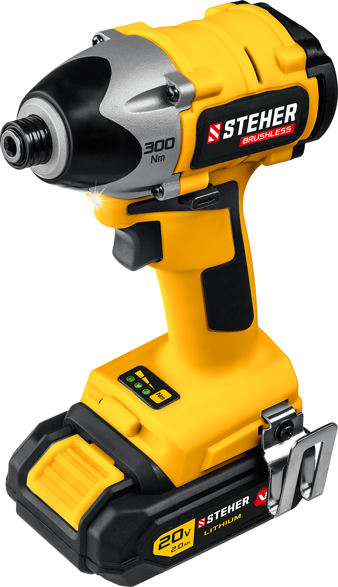 

Винтоверт STEHER CSB-300-2, аккумуляторный, 300 нм, 2300 об/мин, 20V, 2 А·ч, Li-Ion, два акб, шестигранный патрон 1/4", кейс, 1.3 кг, CSB-300-2