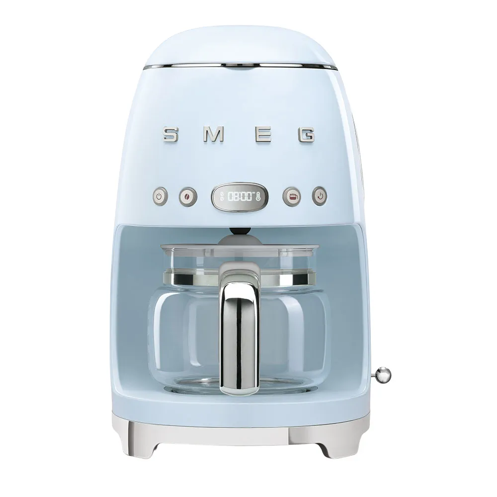 

Кофеварка капельная SMEG 50's Style DCF02PBEU, 1.05 кВт, кофе молотый, 1.4 л/1.25 л, голубой, DCF02PBEU