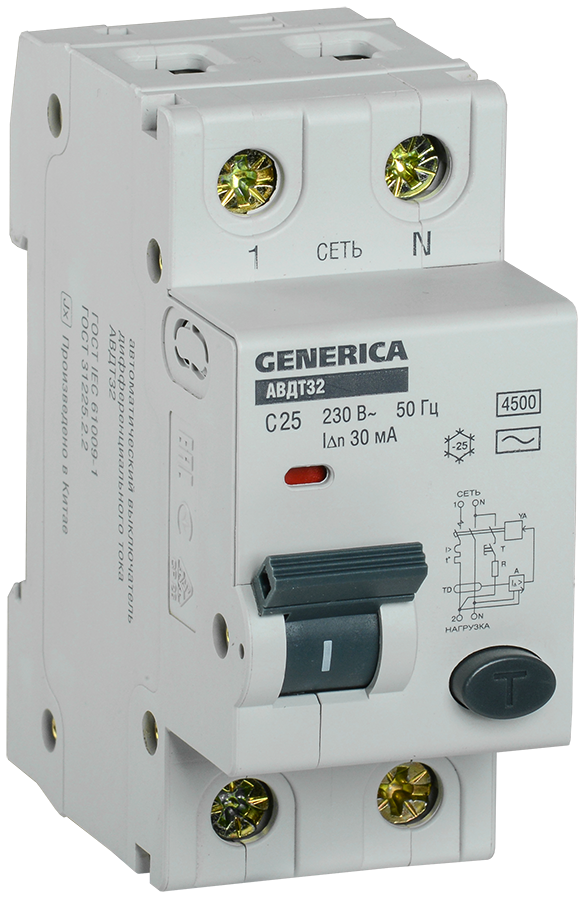 Выключатель автоматический дифференциального тока GENERICA (MAD25-5-025-C-30)