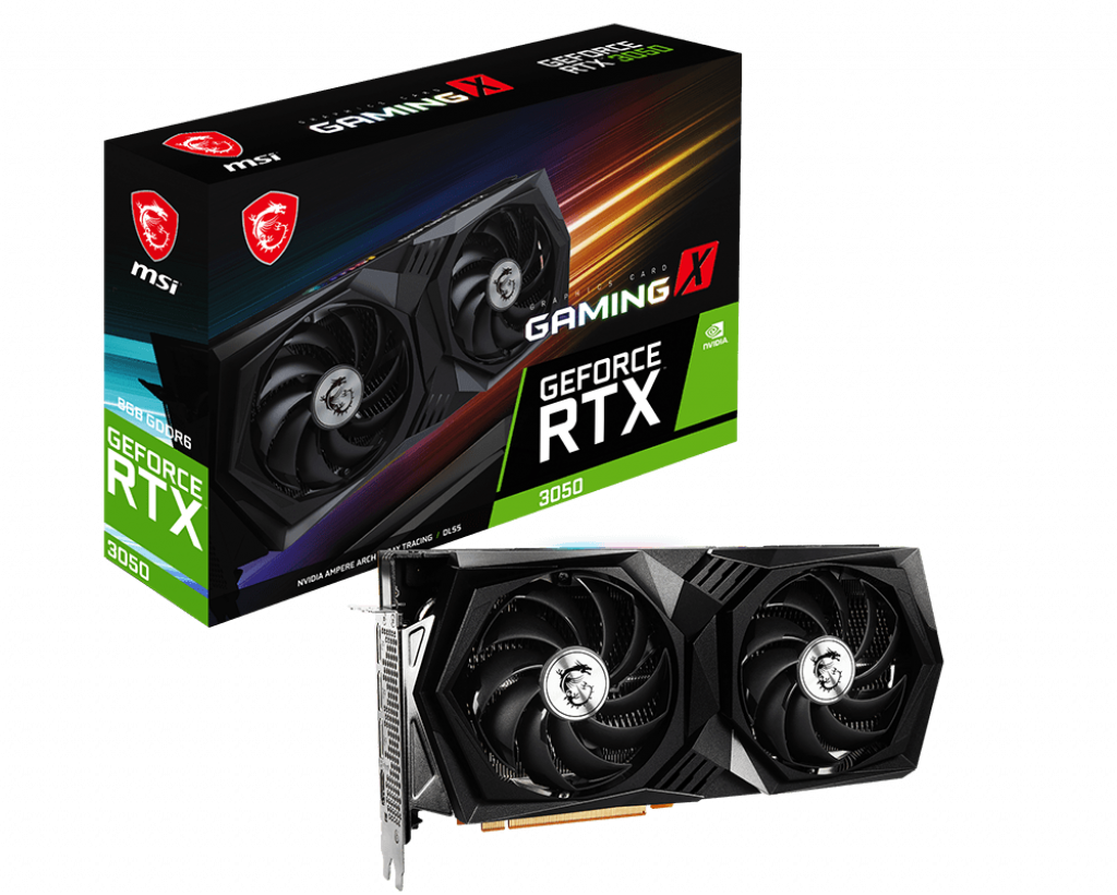 

Видеокарта MSI NVIDIA GeForce RTX 3050 GAMING X, 8Gb GDDR6, 128 бит, PCI-E, HDMI, 3DP, Retail (RTX 3050 GAMING X 8G), GAMING X