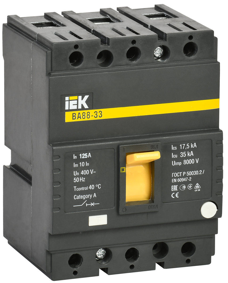 

Выключатель автоматический IEK ВА88-35 трехполюсный (3P/3П) 125А 35kA (SVA30-3-0125)