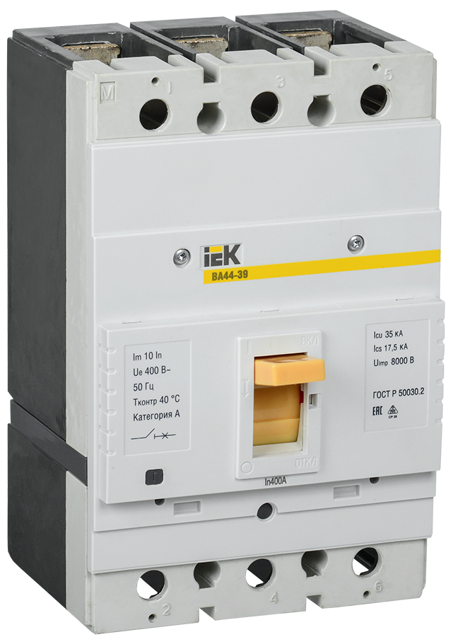 

Выключатель автоматический IEK ВА44-39 трехполюсный (3P/3П) 400A 35kA (SVT50-3-0400-35), 0