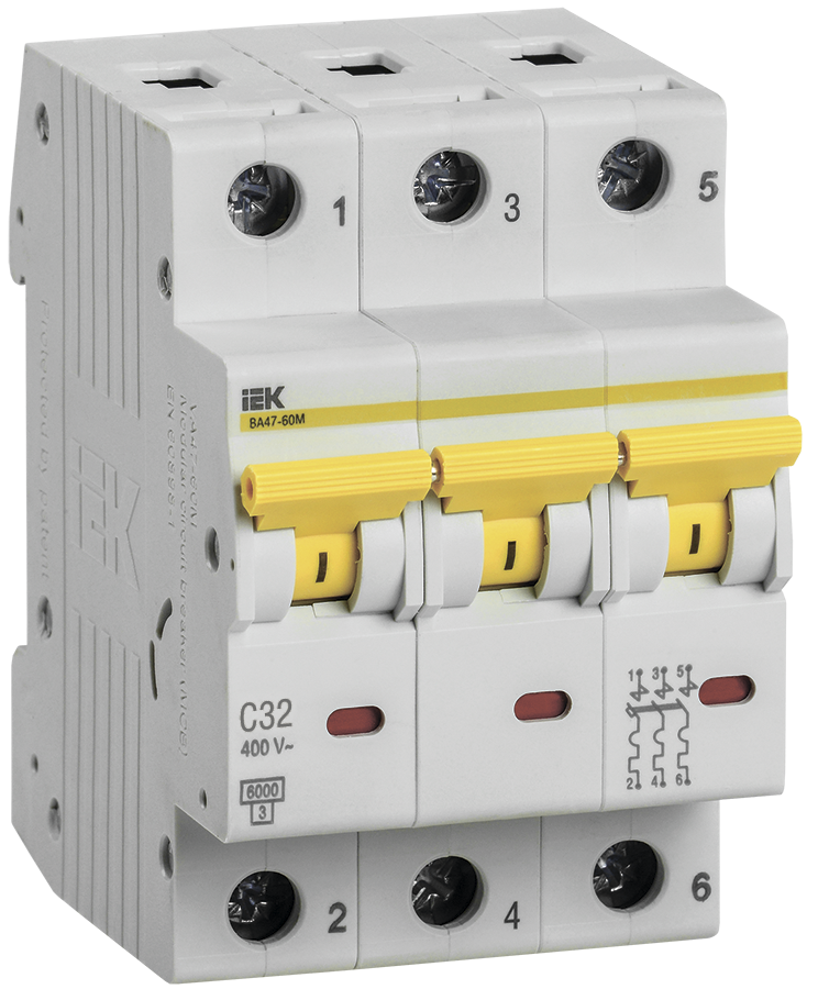

Выключатель автоматический IEK ВА47-60M трехполюсный (3P/3П) 32А C 6кА (MVA31-3-032-C)