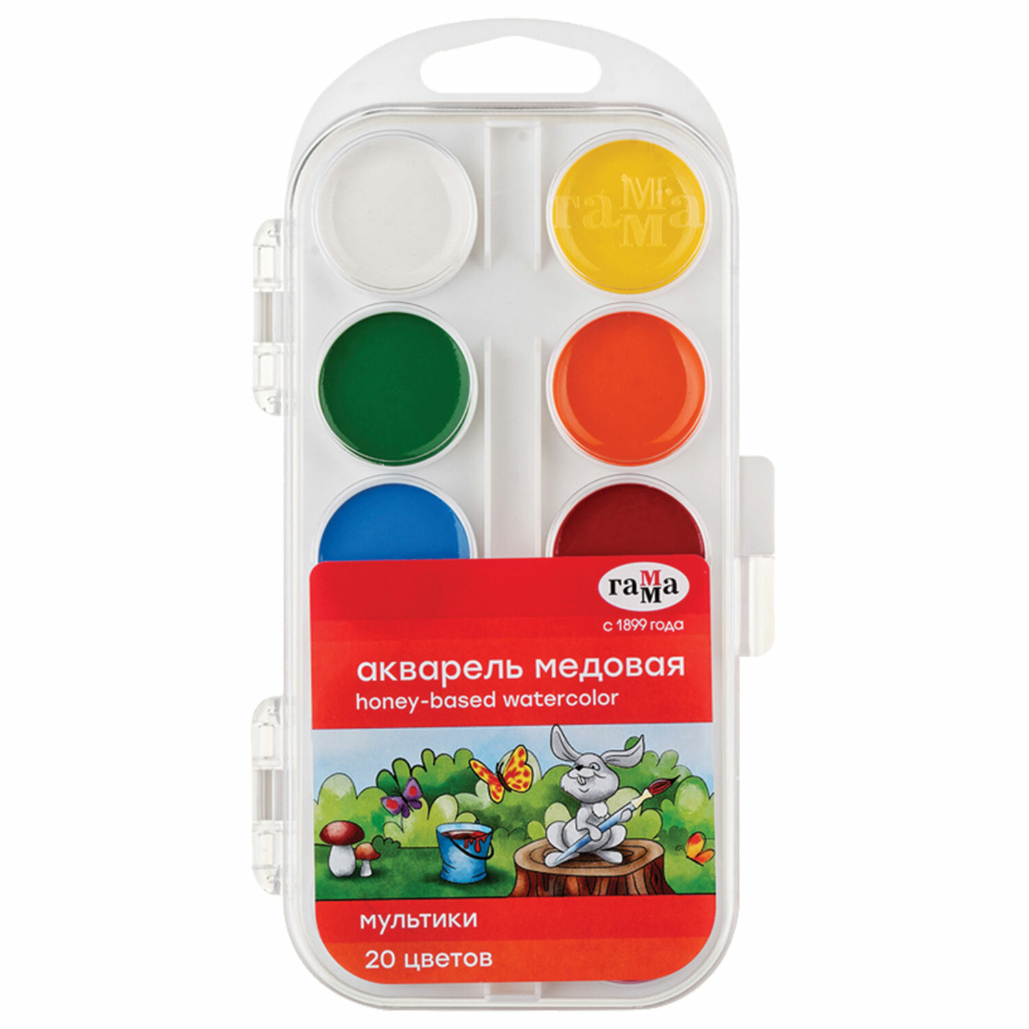 

Краски акварельные 1шт./20 цветов, разноцветный, пенал, ГАММА Мультики 211046_20 (191610), 211046_20