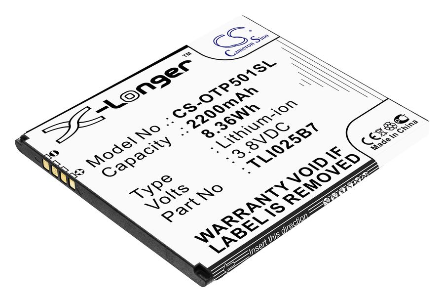 

Аккумулятор CameronSino CS-OTP501SL/ для Alcatel A3 Plus/5011A, Li-Ion, 2450mAh, 3,8V, (P104.01690), CS-OTP501SL