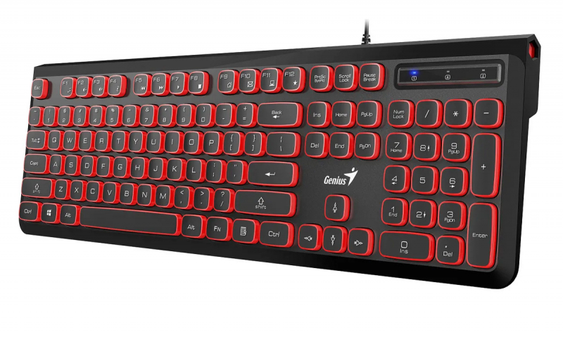 

Клавиатура проводная Genius SlimStar 260, мембранная, USB, черный/красный (31310013408), SlimStar 260