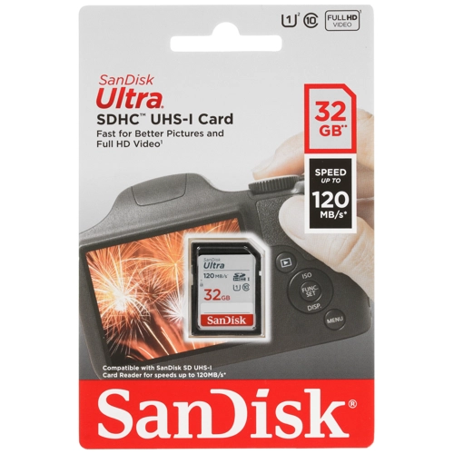 Карта памяти 32Gb SDHC Sandisk Ultra Class 10 UHS-I U1 SDSDUN4-032G-GN6IN 82500₽