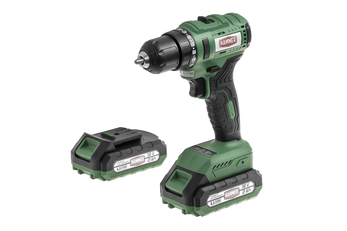 

Дрель-шуруповерт Hammer ACD18BLC, аккумуляторный, 45 нм, 1400 об/мин, 18V, 2 А·ч, Li-Ion, два акб, быстрозажимной патрон, кейс, 2.1 кг, ACD18BLC
