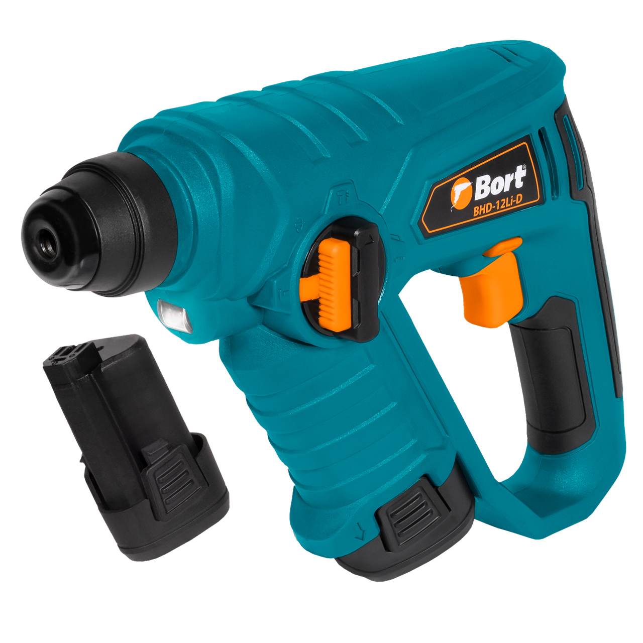 

Перфоратор Bort BHD-12Li-D, аккумуляторный, SDS-Plus, 1.2 Дж, 900 об/мин, 4800 уд/мин, 12V, 2 А·ч, Li-Ion, два акб, сумка, 1.2кг (93411133), BHD-12Li-D
