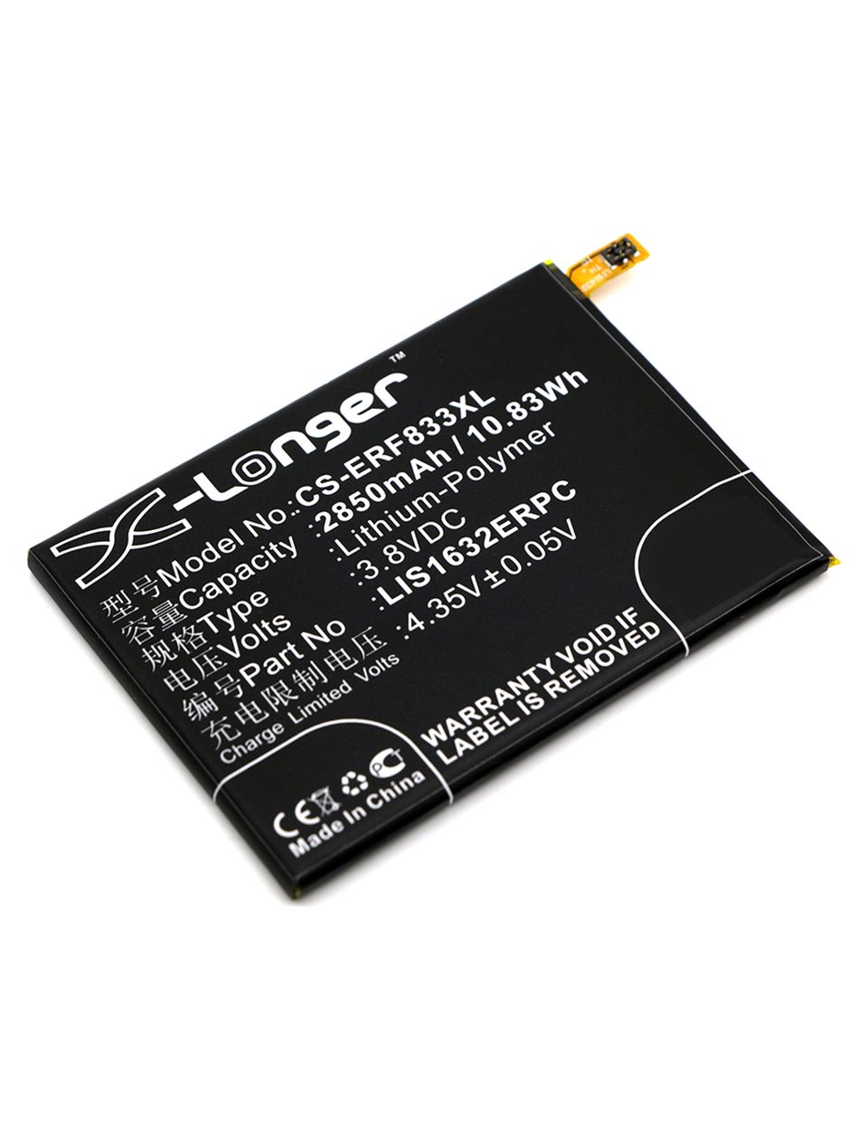 

Аккумулятор CameronSino LIS1632ERPC для Sony Xperia XZ F8331/XZ F8332 , Li-Pol, 2850mAh, 3,8V (P104.00731), LIS1632ERPC
