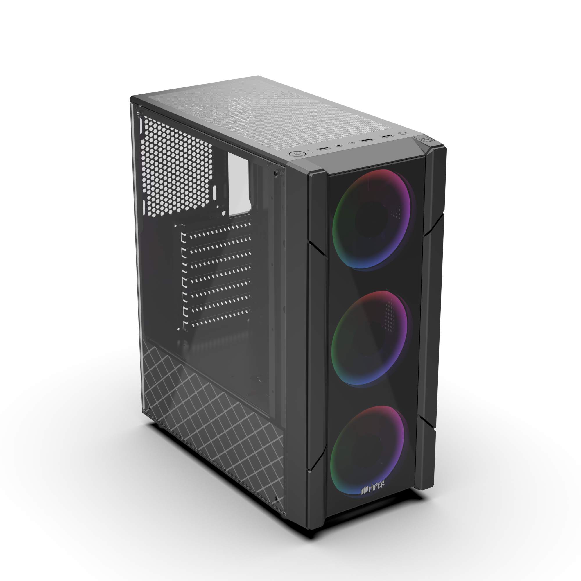 

Корпус HIPER XG301 POLARIS 2, ATX, Midi-Tower, USB 3.0, RGB подсветка, черный, Без БП, XG301 POLARIS 2
