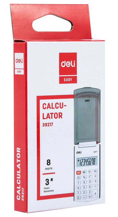 Калькулятор карманный DELI E39217/BLACK, 8-разрядный, однострочный экран, черный (1189155)