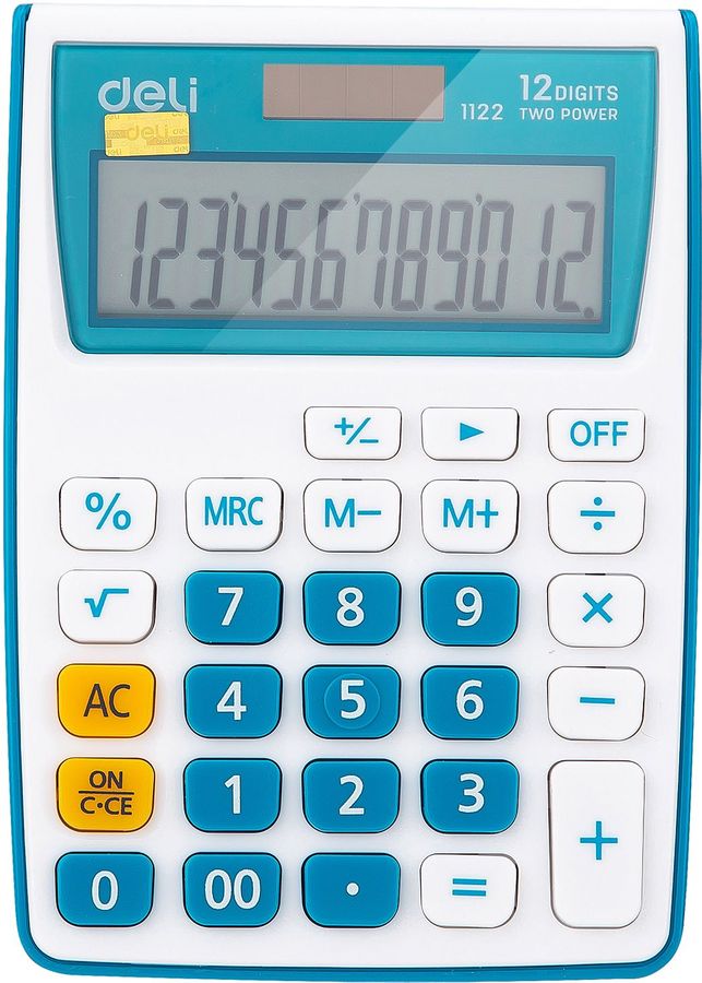 Калькулятор настольный DELI E1122/BLUE, 12-разрядный, однострочный экран, синий (1189199)