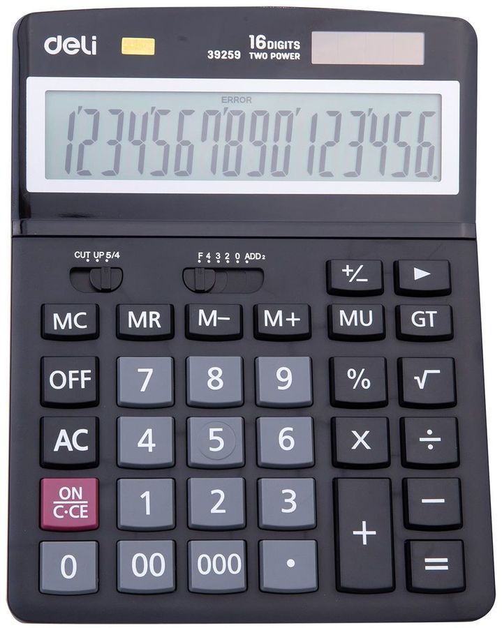 Калькулятор настольный DELI E39259, 16-разрядный, однострочный экран, черный (495827)