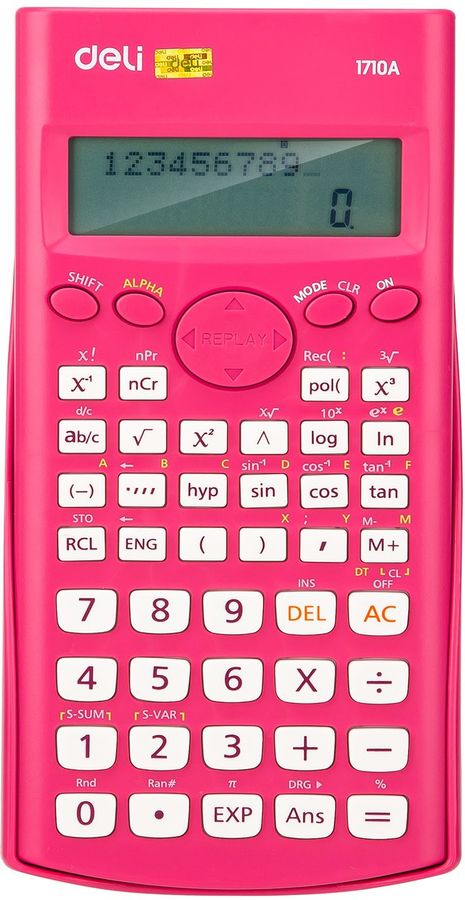 

Калькулятор научный DELI E1710A/RED, 10+2-разрядный, кол-во функций:240, двухстрочный экран, красный (1189127), E1710A/RED